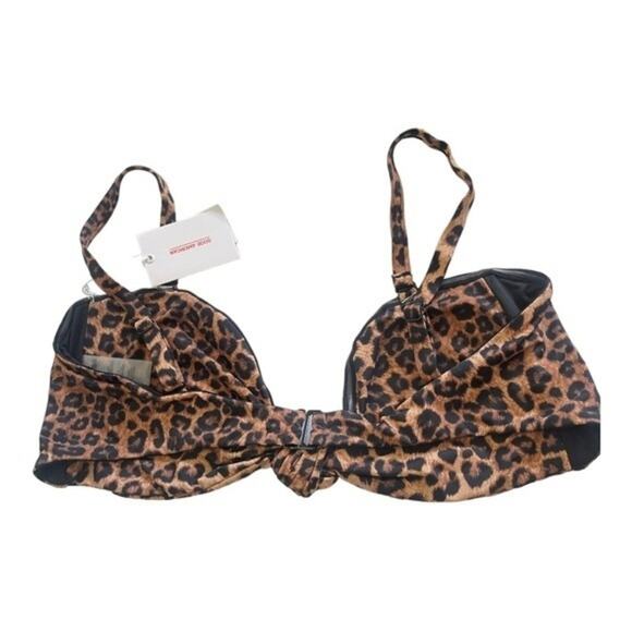 Good American Better Bikini Top Tie Front Leopard Print - Size 4XL - Picture 4 of 9
